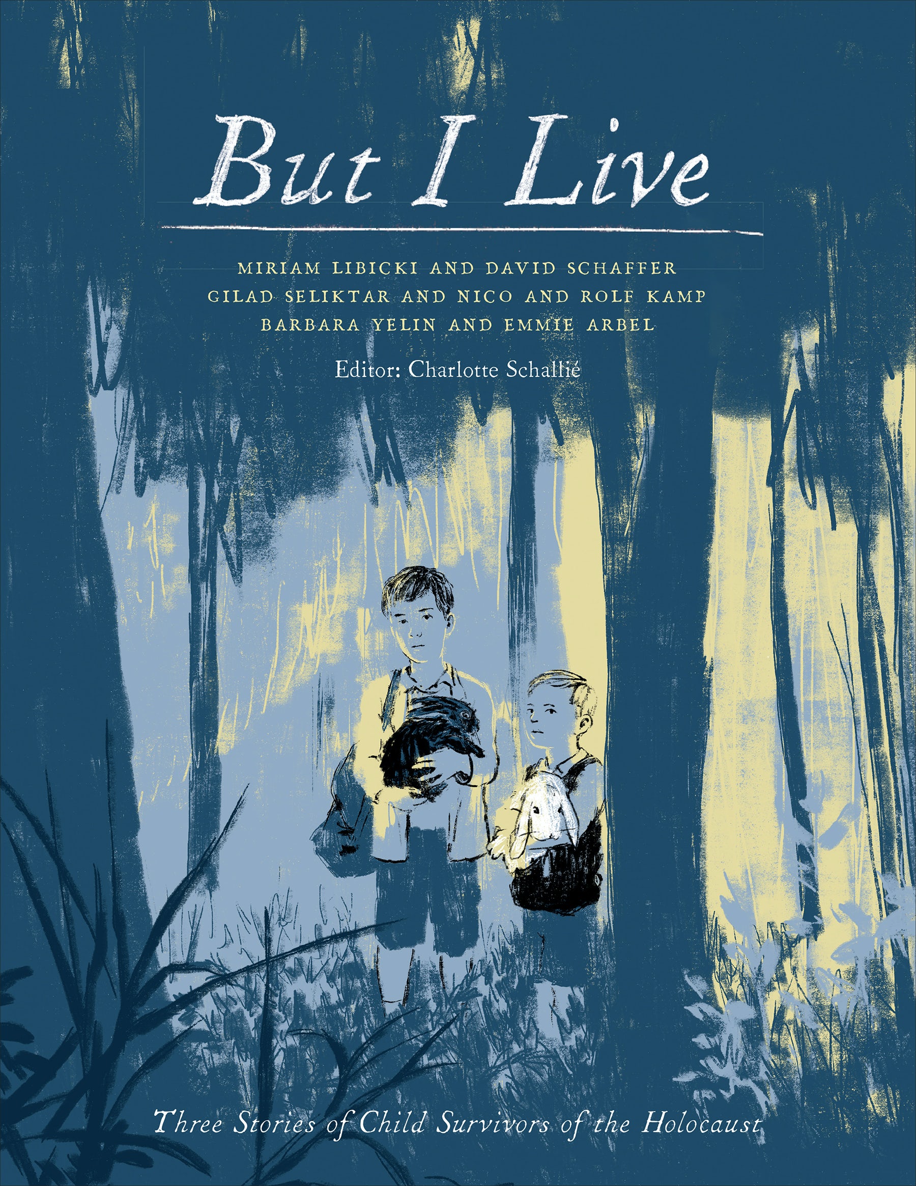 Rolf Kamp and Nico Kamp’s experiences are illustrated by graphic novelist Gilad Seliktar on the cover of the book BUT I LIVE: Three Stories of Child Survivors of the Holocaust, published by University of Toronto Press, in this page showing two boys, standing in the woods, each carrying a rabbit in their arms.